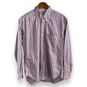 J. McLaughlin Pink Gingham Oxford Button Down Shirt Size M